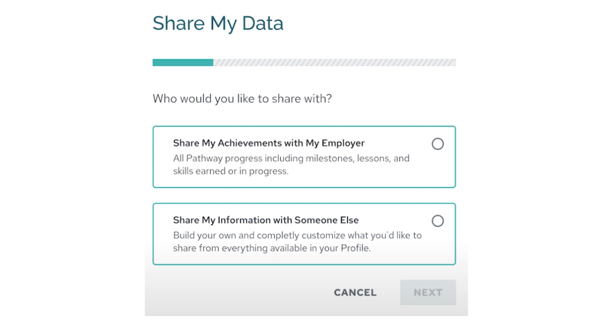 Sharing data options